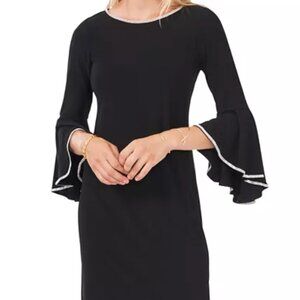 MSK bell sleeve little black dress with rhinestone accent size S